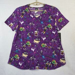 Disney Nightmare Before Christmas Scrub Top Medium Jack Skellington NWT Shirt